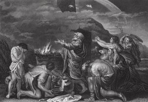 Le sacrifice de Noé, Genèse, Ch 8, v 20 - Nicolas (after) Poussin