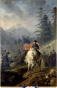 Napoléon Bonaparte franchissant le col du Saint-Bernard - par Nicolas-Antoine Taunay, peinture à l