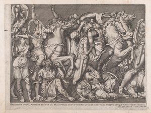 Speculum Romanae Magnificentiae : Bataille des Amazones - Nicolas Beatrizet