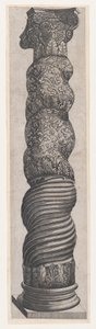 Speculum Romanae Magnificentiae : Colonne grotesque en spirale à Saint-Pierre, 16e siècle - Nicolas Beatrizet
