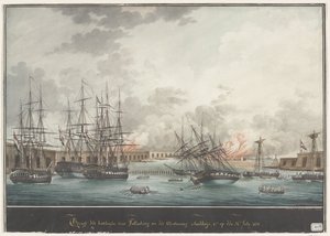 Vue des batteries devant Palembang après la victoire à midi - 12h le 24 juillet 1821 - Nicolas Cammillieri