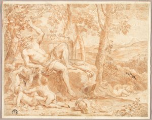 Bacchus et putti dans un bosquet ombragé