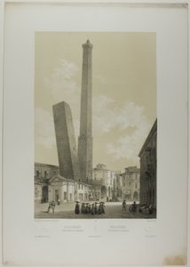 Bologne : les tours Asinelli et Garisenda, planche 40 de Italie Monumentale et Pittoresque
