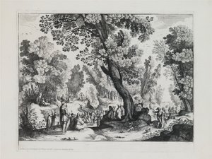Paysage boisé avec le sermon de Saint Jean-Baptiste