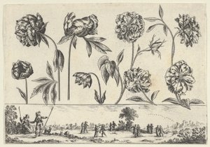 Panneau horizontal avec une rangée de fleurs au-dessus d