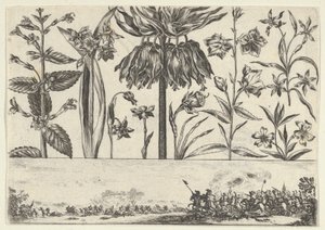 Panneau horizontal avec une rangée de fleurs au-dessus d