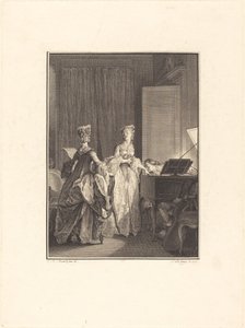 Il appliqua sur cette main un baiser que je sentis sur mon cœur - Nicolas Delaunay after Jean Michel Moreau
