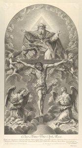 La Sainte Trinité, Christ en croix flanqué de deux anges, le Saint-Esprit en colombe - Nicolas Dorigny