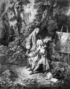 Le peintre Jean Antoine Watteau et son ami Jean De Jullienne, gravure par Nicolas Henri Tardieu - Nicolas Henri Tardieu