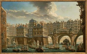 Paris, joute des bateliers entre le Pont Notre-Dame et le Pont au Change - Nicolas and Jean Baptiste Raguenet