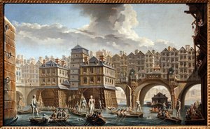 La joute des bateliers, entre le pont Notre-Dame et le Pont au Change - Nicolas and Jean Baptiste Raguenet