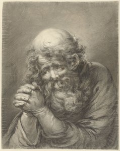 Vieil homme avec barbe et mains jointes - Nicolas Joseph Delin