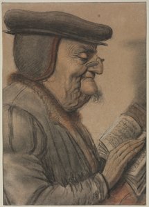 Vieil homme lisant un livre, première moitié des années 1600 - Nicolas Lagneau