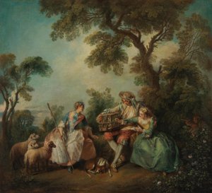 La cage à oiseaux (Les amours du bocage) - Nicolas Lancret
