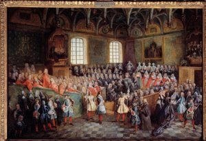 Lit de justice tenu par la majorité de Louis XV dans la grande chambre du Parlement de Paris le 22 février