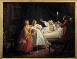 Contes de Jean de La Fontaine : Le Gascon puni. Peinture sur cuivre de Nicolas Lancret (1690-1743)
