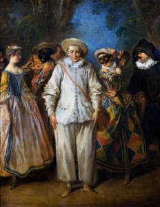Les acteurs de la comédie italienne, par Nicolas Lancret (1690-1743), huile sur panneau, 25,5x22 cm. France - Nicolas Lancret