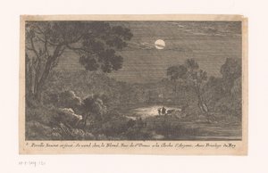 Paysage de nuit avec voyageurs