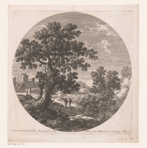 Paysage avec arbre et promeneurs - Nicolas Perelle