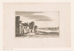 Paysage avec bâtiments près de la rivière - Nicolas Perelle