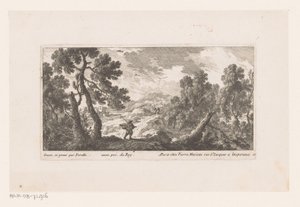 Paysage avec un homme au manteau flottant - Nicolas Perelle
