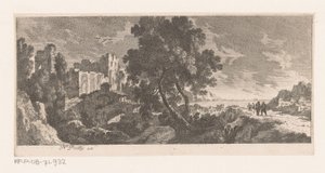 Paysage avec ruine au bord de la mer