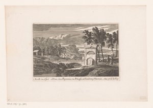 Paysage avec des promeneurs près d