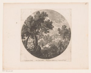 Paysage avec promeneurs et figure sur bête de somme