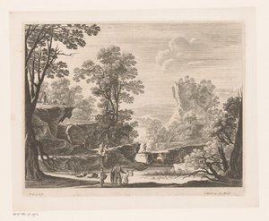 Pêcheurs sur des rochers près de la rivière - Nicolas Perelle