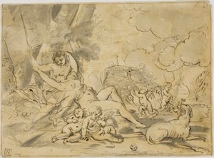 Figures, char et chien - Nicolas Poussin