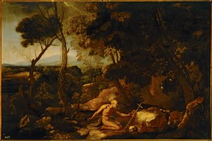 Paysage avec Saint Jérôme ... (peinture sur toile)