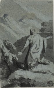 Homme en train de prier dans la nature - Nicolas Poussin