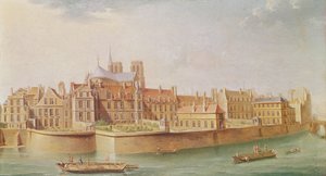 Maisons dans le cloître de Notre-Dame, Paris - Nicolas Raguenet