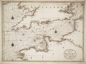 Carte de la Manche et des côtes atlantiques du sud de la Grande-Bretagne et du nord de la France - Nicolas Sanson D