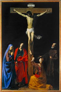 Le Christ en Croix, la Vierge, la Madeleine, saint Jean et saint Francois de Paule - Christ on the Cross, Virgin Mary, saints Mary Magdalen … - Nicolas Tournier