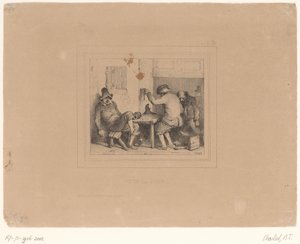 Trois paysans ivres dans une taverne (Vive la joie, Schetsen 1837, Croquis par Charlet 1837)