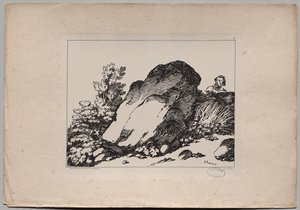 Paysage avec grand rocher