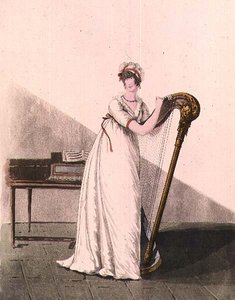 Jeune femme avec une harpe de 