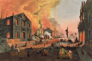 Vue des ruines après le grand incendie de New York, 16-17 décembre 1835, gravé par W.I. Bennett, pub. par L.P. Glover, New York, 1835 - Nicolino Calyo