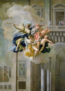 La Renommée portant les armoiries de la maison de Harrach (détail) - Nicolo Maria Russo or Rossi