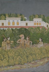 Prince et dames dans un jardin - Nidha Mal