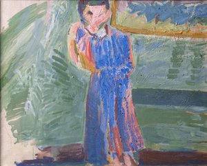 Figure debout, robe bleue