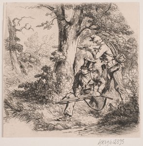 Soldats dans une forêt. Escarmouche près de Vejle