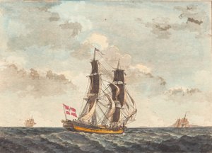 Une brigantine danoise naviguant presque vent arrière - Niels Truslew