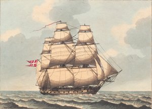 Une frégate danoise, vue sous le vent, avec vent de côté - Niels Truslew