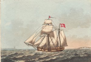 Une galéasse danoise, vue sous le vent, avec vent de côté - Niels Truslew