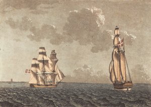 Un navire en manœuvre et une galéasse avec vent de côté