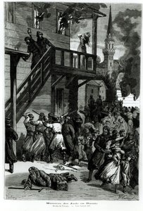 Massacre des Juifs en Russie, gravé par Gustave Voulquin (fl.1880-90) du Journal Illustré, juin 1881 - Nielsen