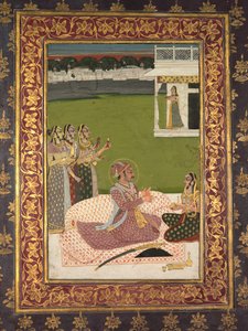 Portrait du Maharaja Savant Singh avec sa consort, Bani Thani, milieu des années 1700 - Nihal Chand