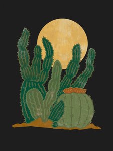 Des cactus sous la lune dorée